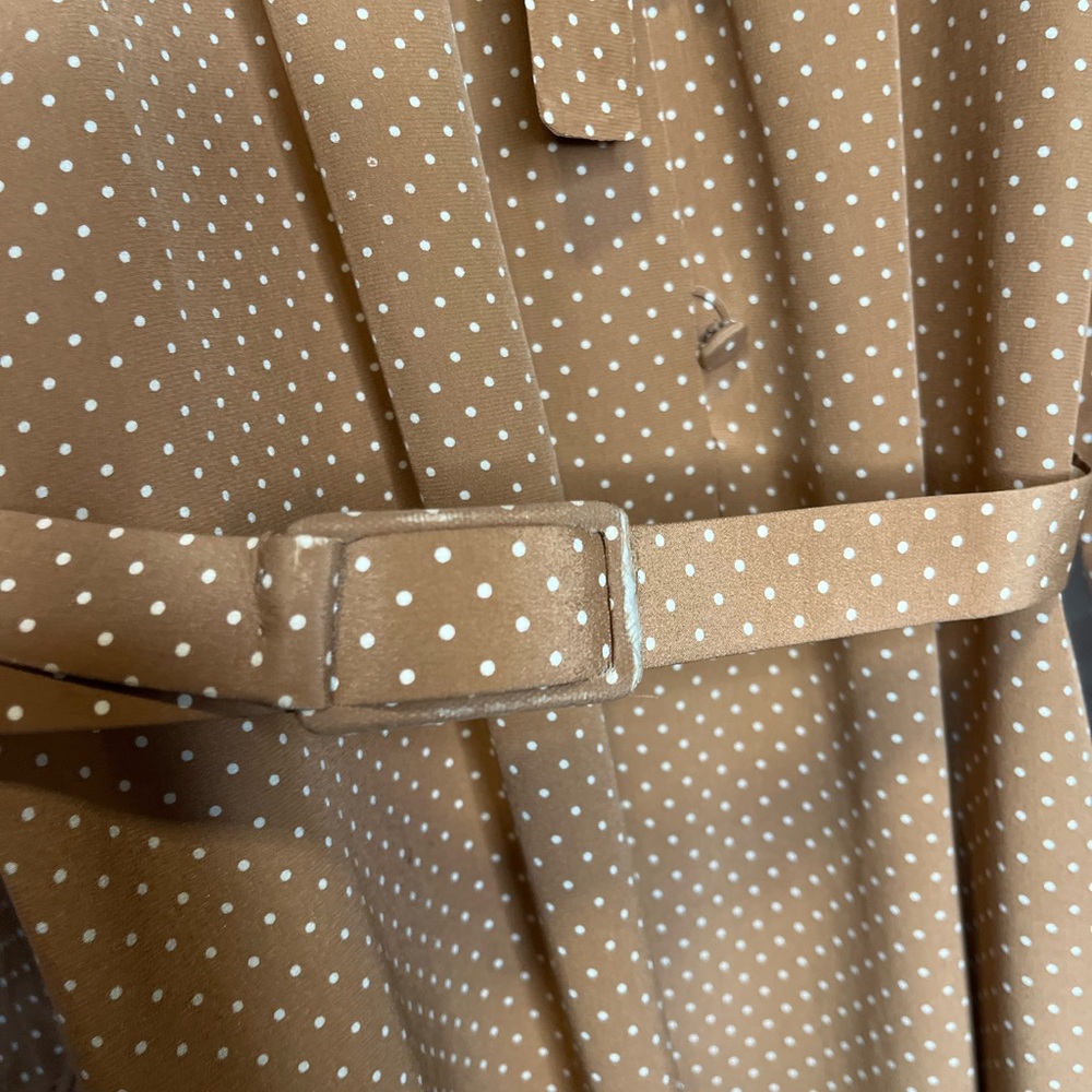 Vintage 70’s Ted Lapidus Paris Silk Maxi Dress Brown Beige Polka Dots Size 4 - Picture 11 of 15